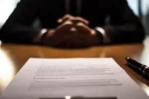 close-up of a resignation or termination letter on a desk